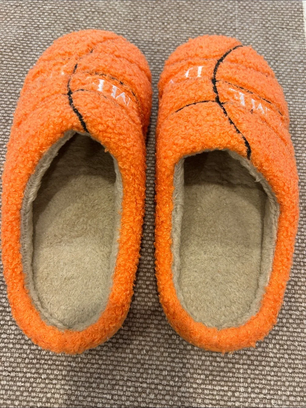 Kids Orange Basketball Sherpa Slippers